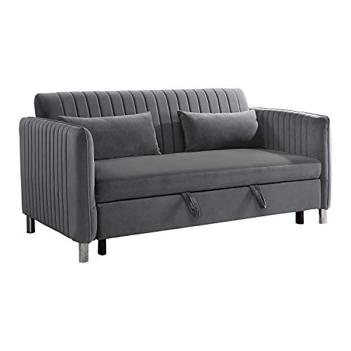 Lexicon Oakhill Velvet Convertible Studio Sofa With Pull Out Bed 72 W