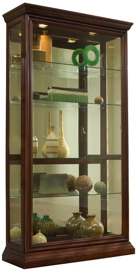 Pulaski Lighted Sliding Door Curio Cabinet In Brown By Bellanest