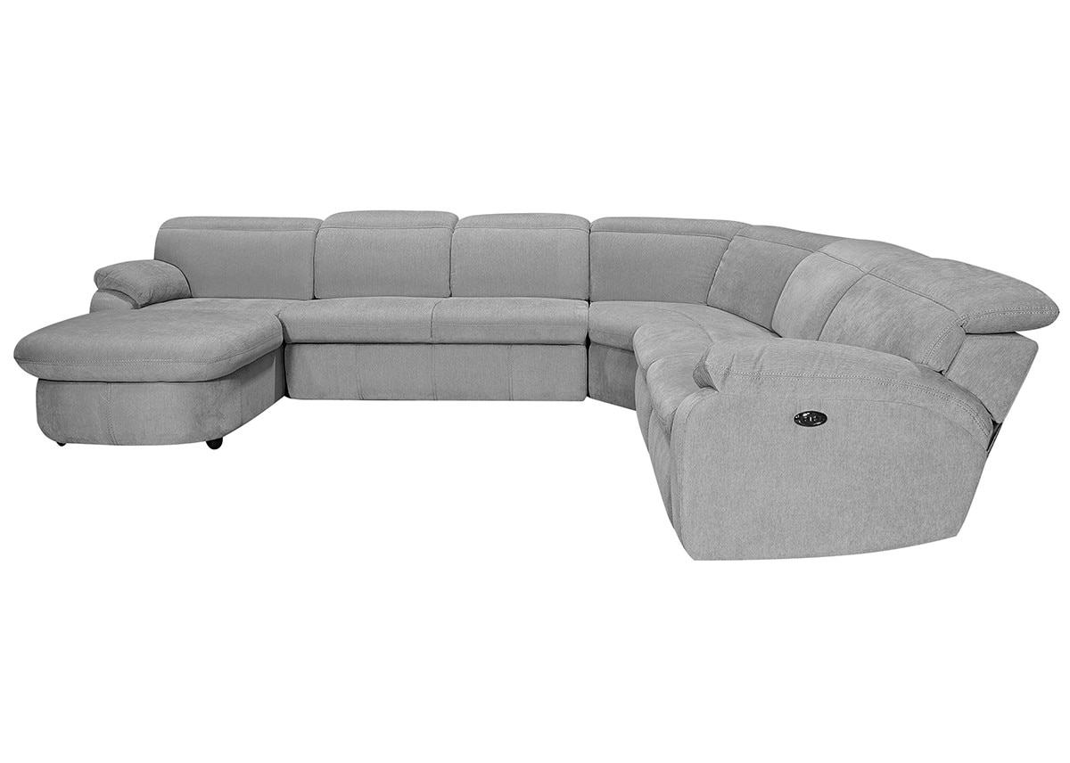 Brooklyn Gray 5 Pc Power Sectional W Adjustable Headrests Chaise