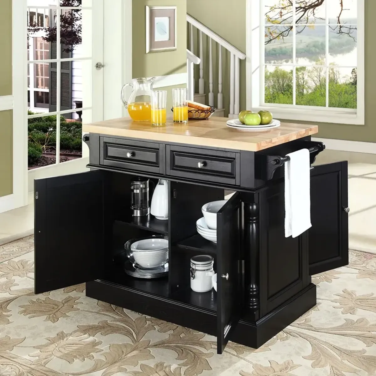 Warren Kitchen Island - Black