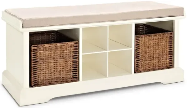 Levi Entryway Storage Bench - White 