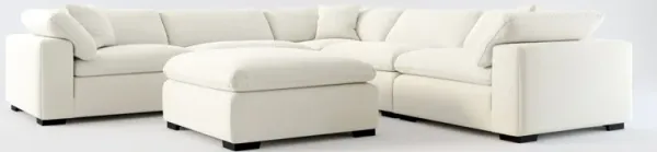 Plush Feathered Comfort 5-Piece Sectional and Ottoman - Anders Ivory