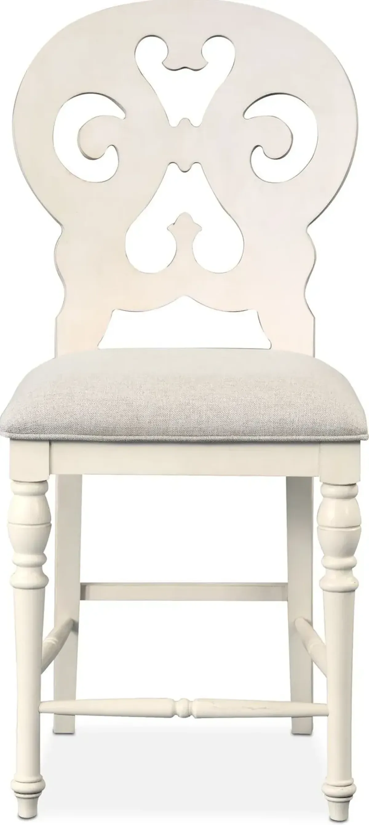 Charleston Counter-Height Scroll-Back Stool - White