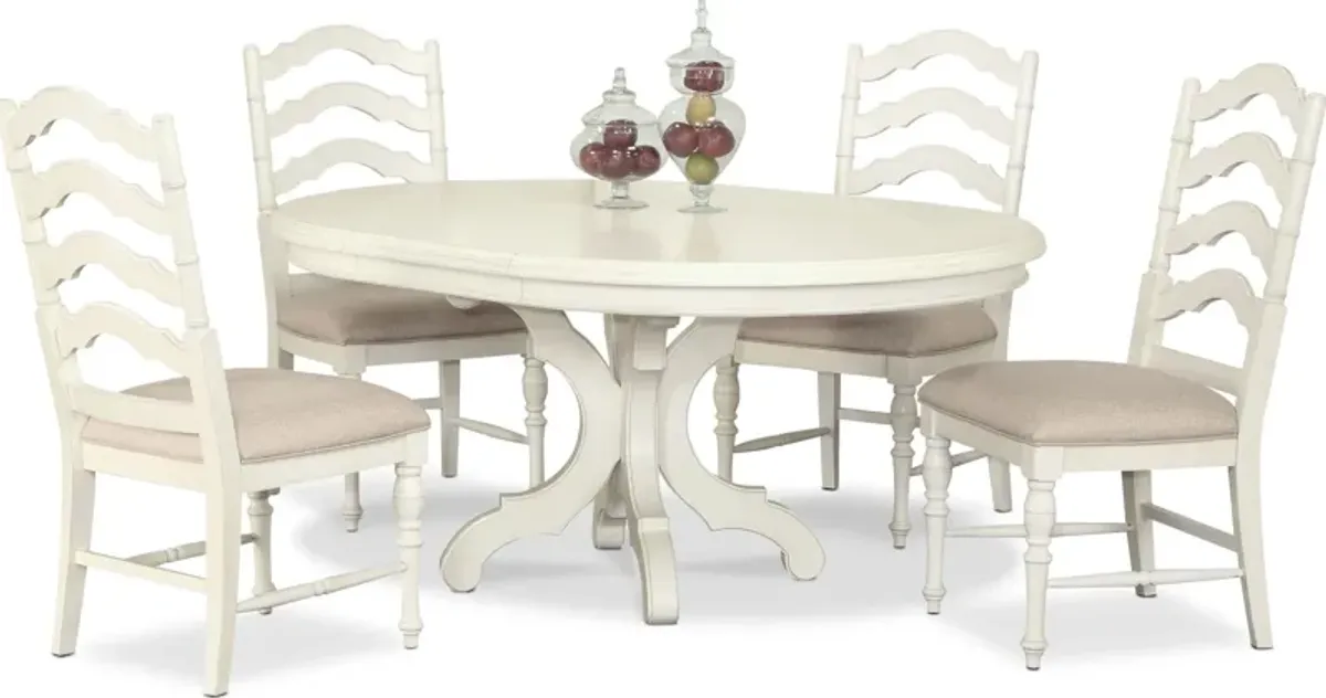 Charleston Round Dining Table and 4 Dining Chairs - White