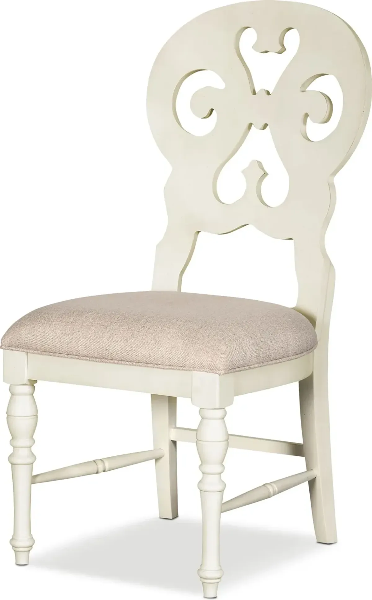 Charleston Round Dining Table and 4 Scroll-Back Dining Chairs - White