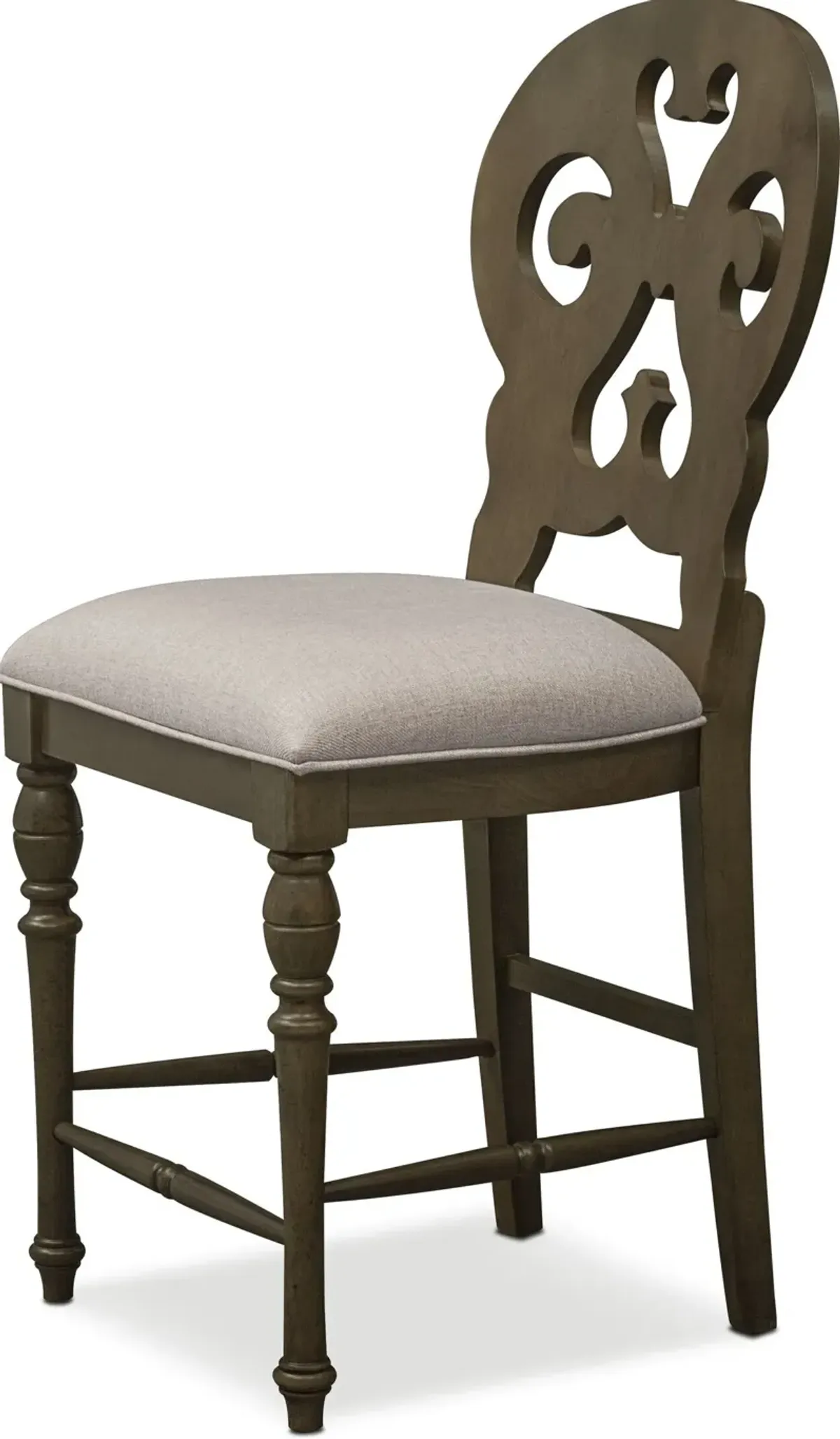 Charleston Counter-Height Scroll-Back Stool - Gray