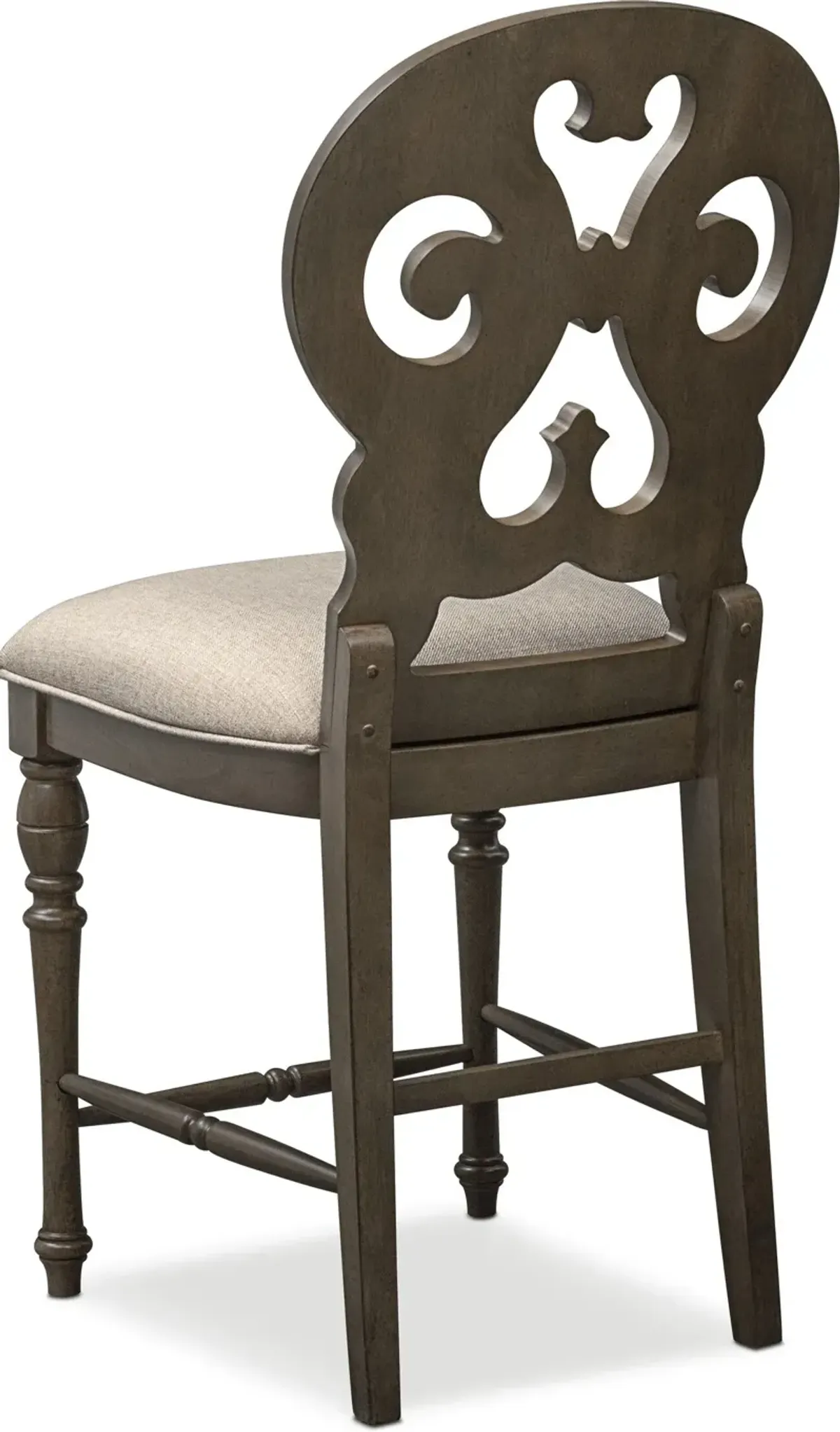 Charleston Counter-Height Scroll-Back Stool - Gray