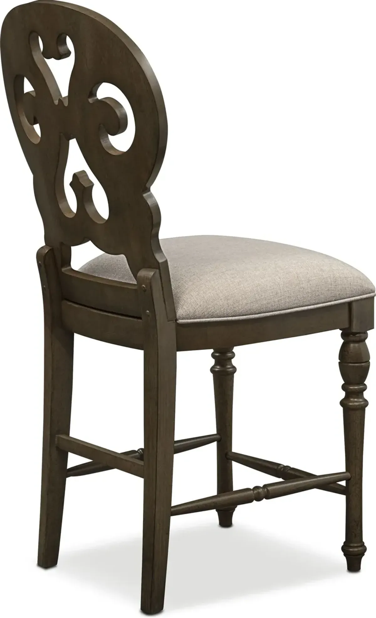 Charleston Counter-Height Scroll-Back Stool - Gray