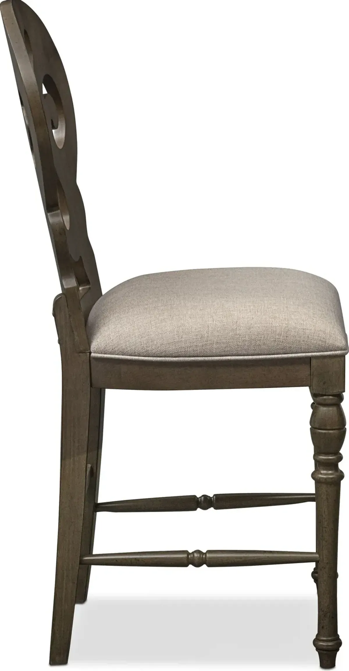 Charleston Counter-Height Scroll-Back Stool - Gray