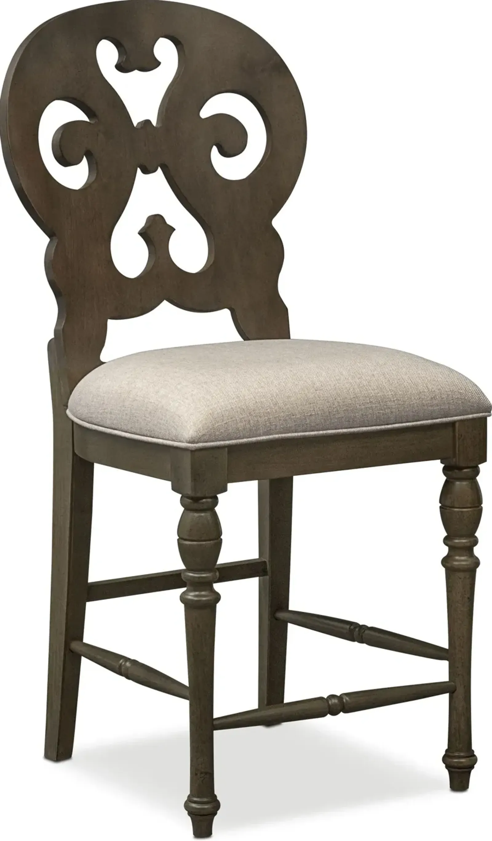 Charleston Counter-Height Scroll-Back Stool - Gray