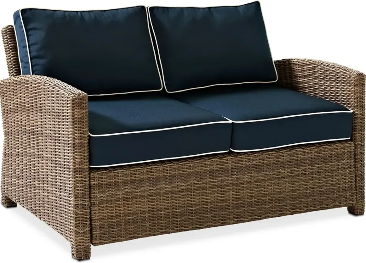 Destin Outdoor Loveseat, 2 Chairs and Coffee Table Set - Navy