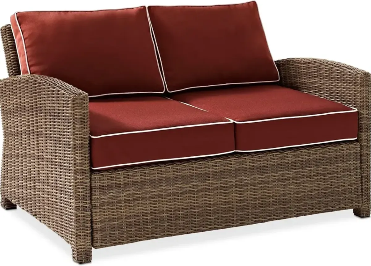 Destin Outdoor Loveseat, 2 Chairs and Coffee Table Set - Sangria