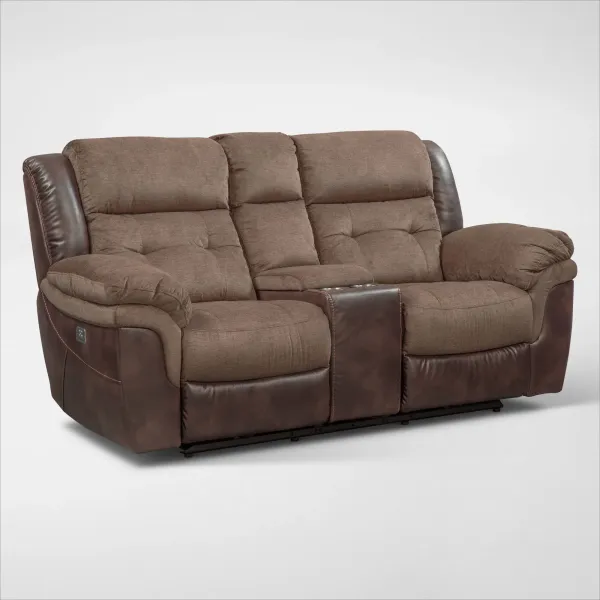 Tacoma Dual-Power Reclining Loveseat - Brown