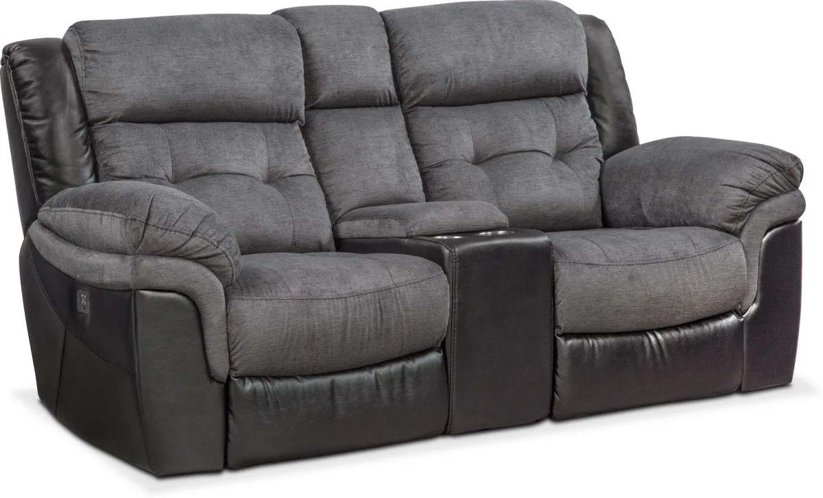 Tacoma Dual-Power Reclining Loveseat - Black
