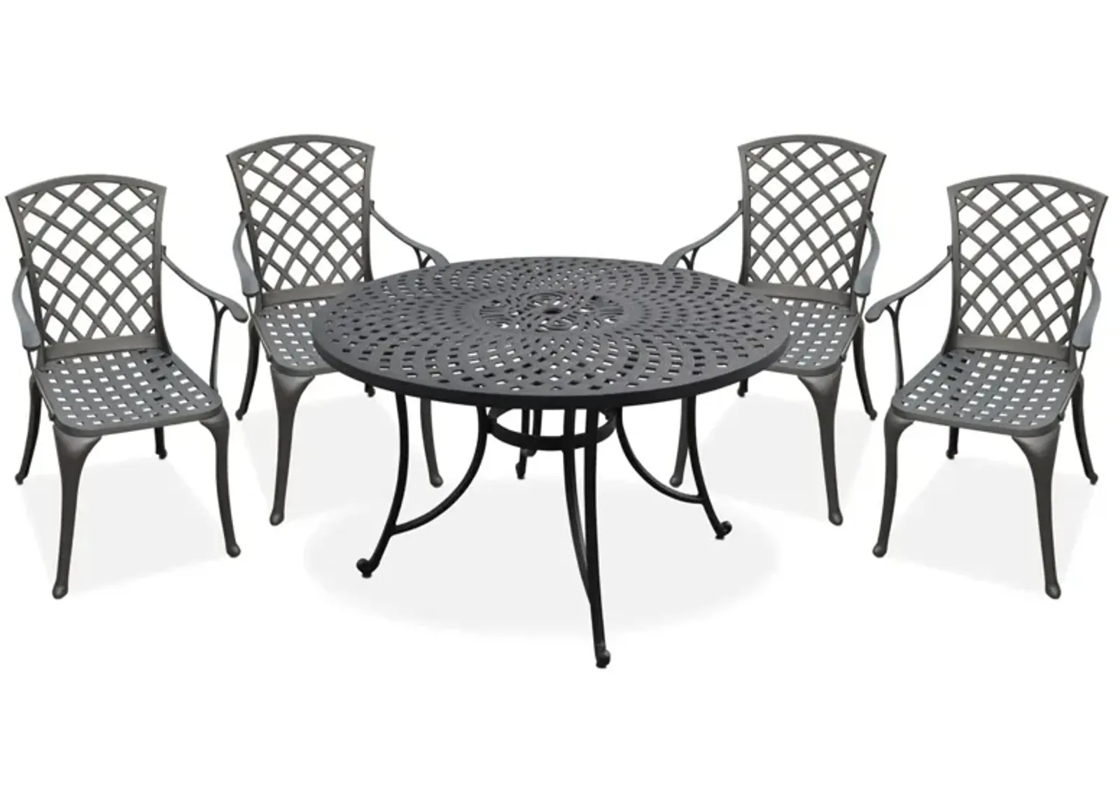 Hana Outdoor 46" Dining Table and 4 High-Back Arm Chairs