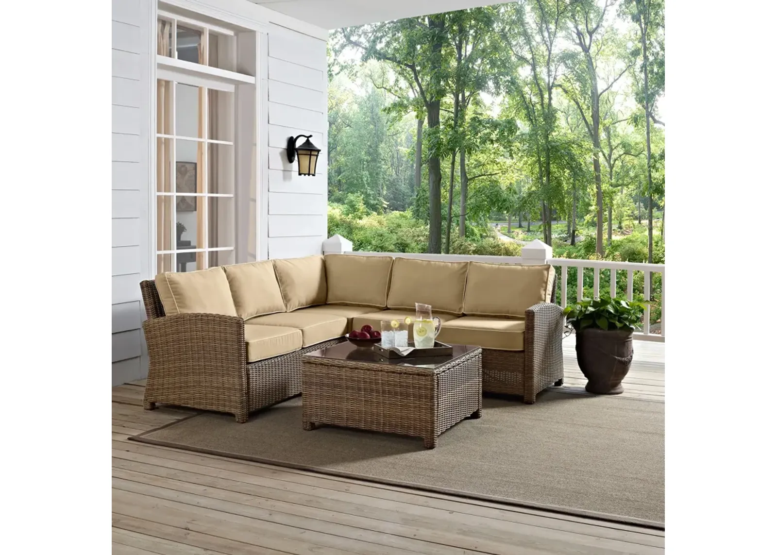 Destin 3-Piece Outdoor Sectional and Coffee Table Set - Sand