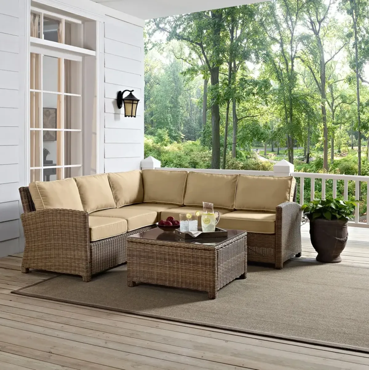 Destin 3-Piece Outdoor Sectional and Coffee Table Set - Sand