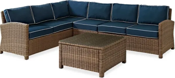 Destin 4-Piece Outdoor Sectional and Coffee Table Set - Navy