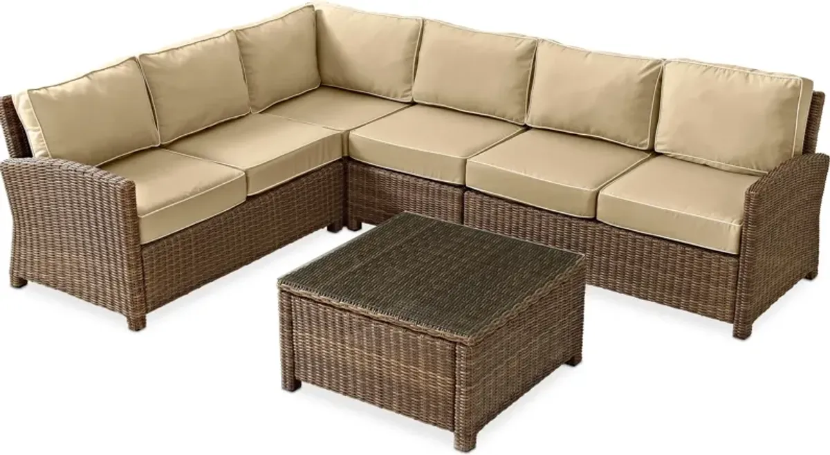 Destin 4-Piece Outdoor Sectional and Coffee Table Set - Sand