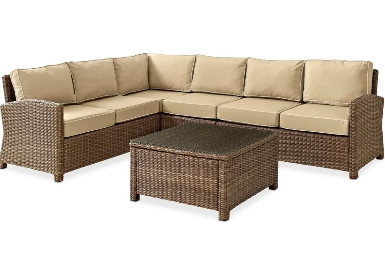 Destin 4-Piece Outdoor Sectional and Coffee Table Set - Sand