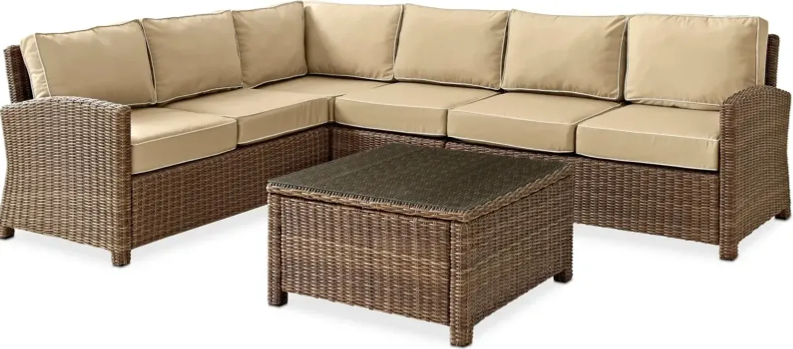 Destin 4-Piece Outdoor Sectional and Coffee Table Set - Sand