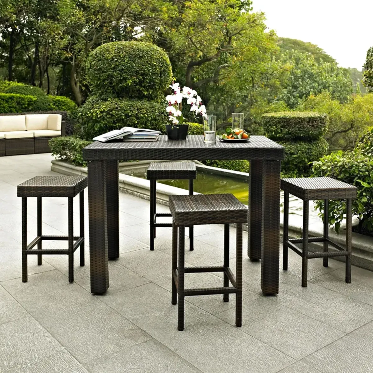 Aldo Outdoor Counter-Height Dining Table and 4 Stools