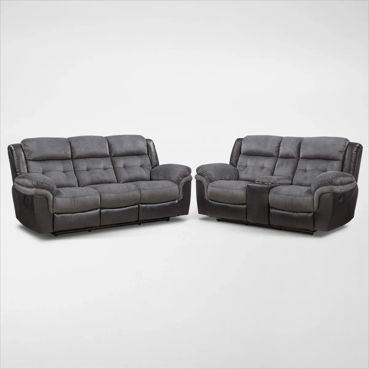 Tacoma Manual Reclining Sofa and Loveseat Set - Black