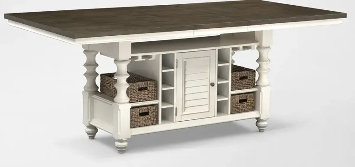 Charleston Kitchen Island and 6 Stools - Gray