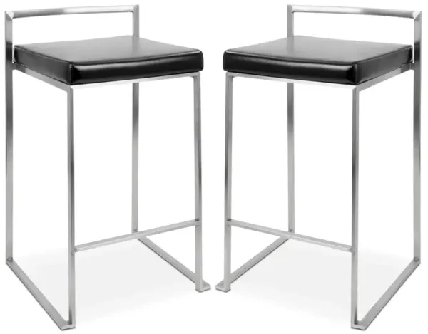 Doric Set of 2 Counter-Height Stools - Black