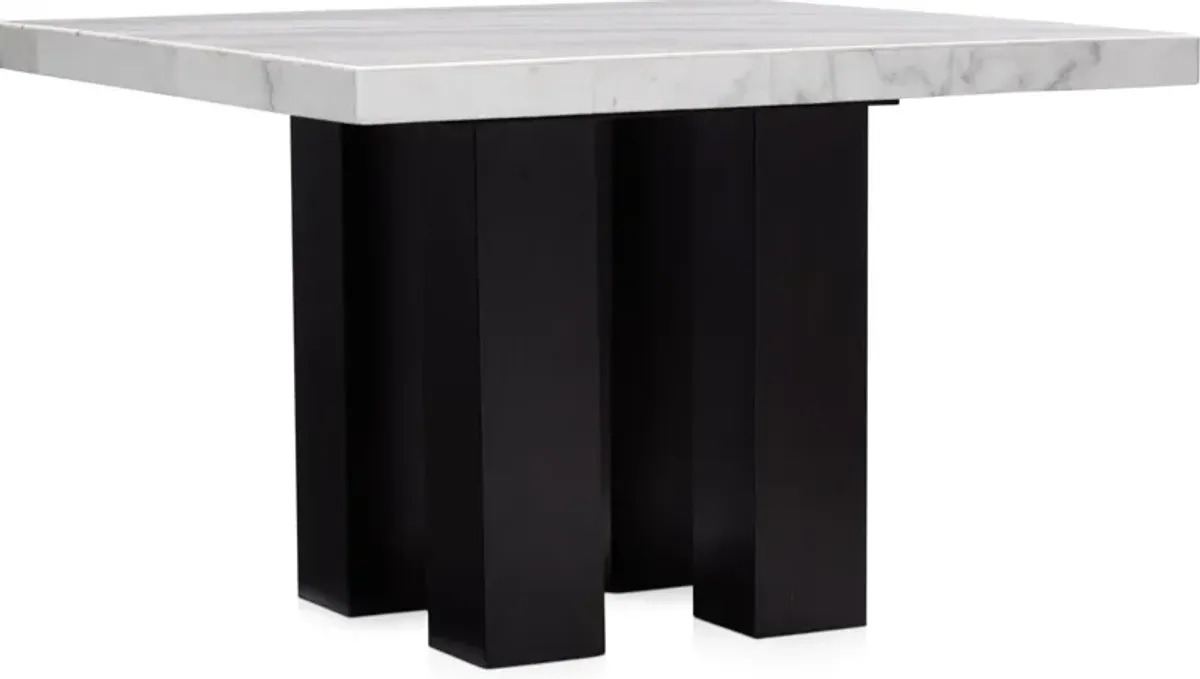 Artemis Counter-Height Marble Dining Table and 4 Upholstered Stools - White Marble/Black