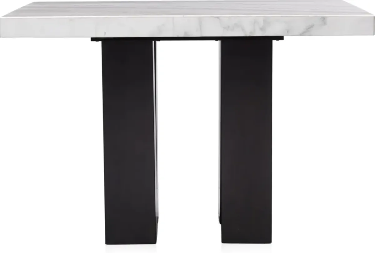 Artemis Counter-Height Marble Dining Table and 6 Upholstered Stools - White Marble/Gray