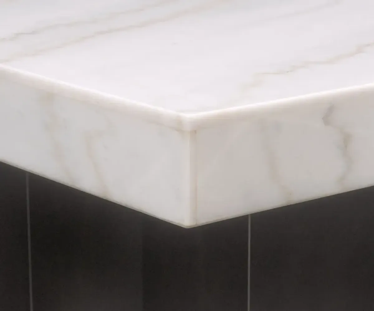 Artemis Marble Dining Table and 4 Upholstered Dining Chairs - White Marble/Black