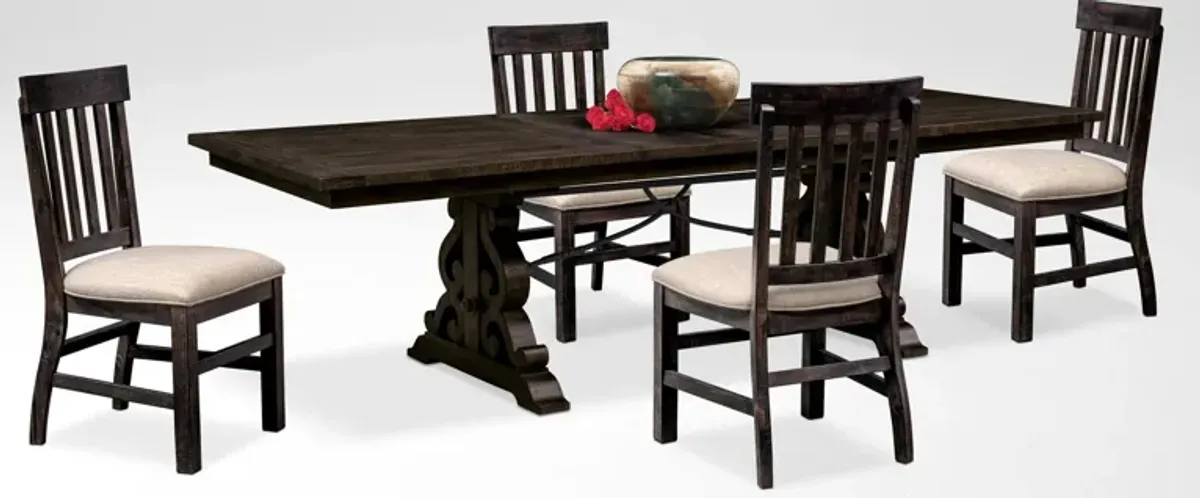 Charthouse Rectangular Extendable Dining Table and 4 Dining Chairs - Charcoal