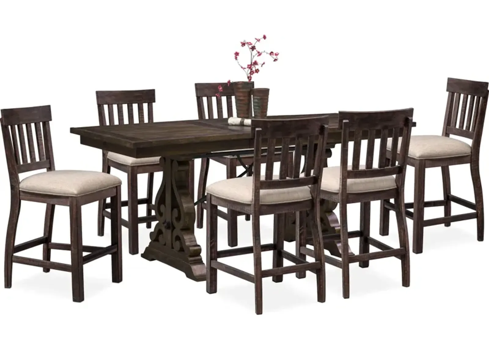 Charthouse Counter-Height Extendable Dining Table and 6 Stools - Charcoal