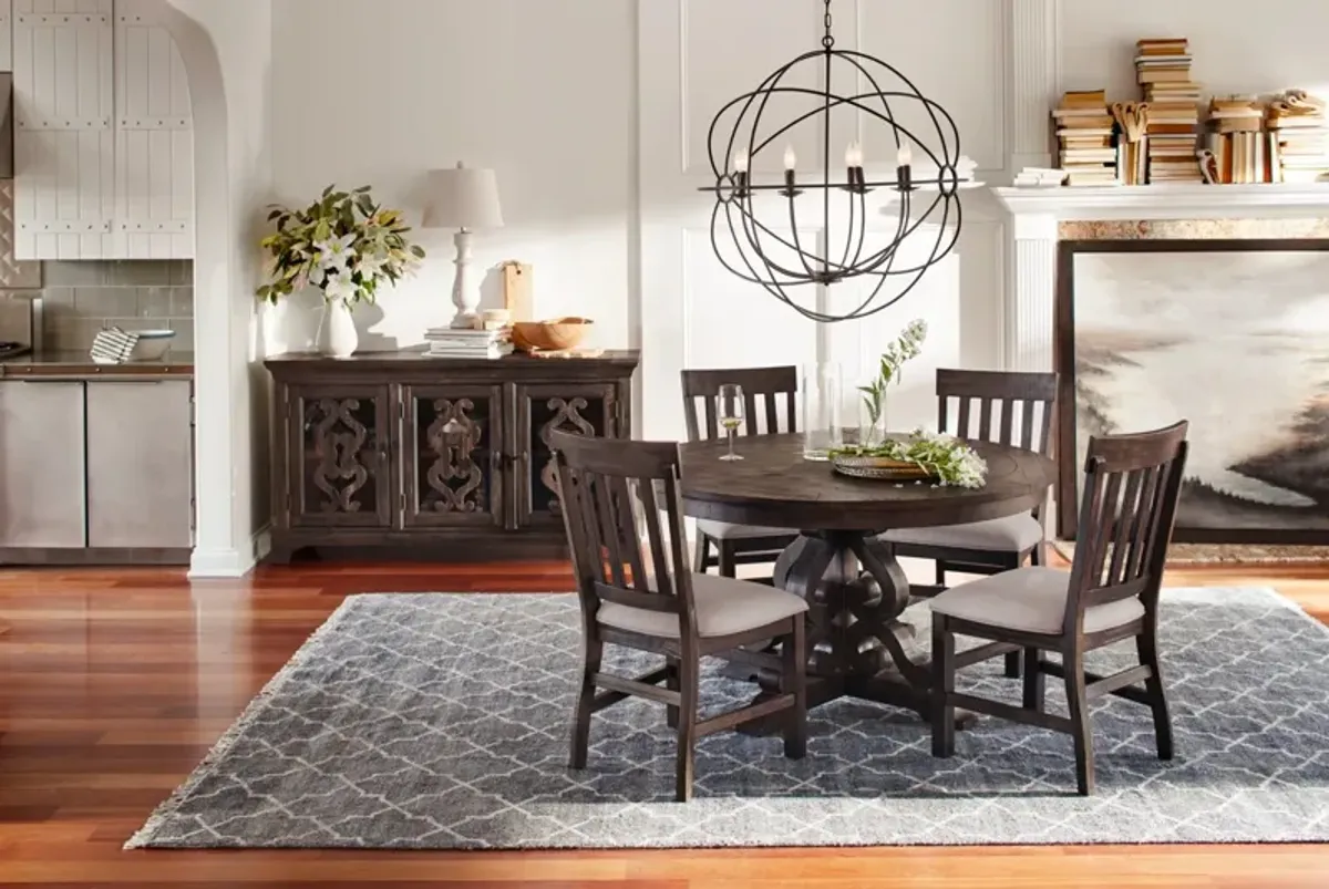 Charthouse Round Dining Table and 4 Dining Chairs - Charcoal