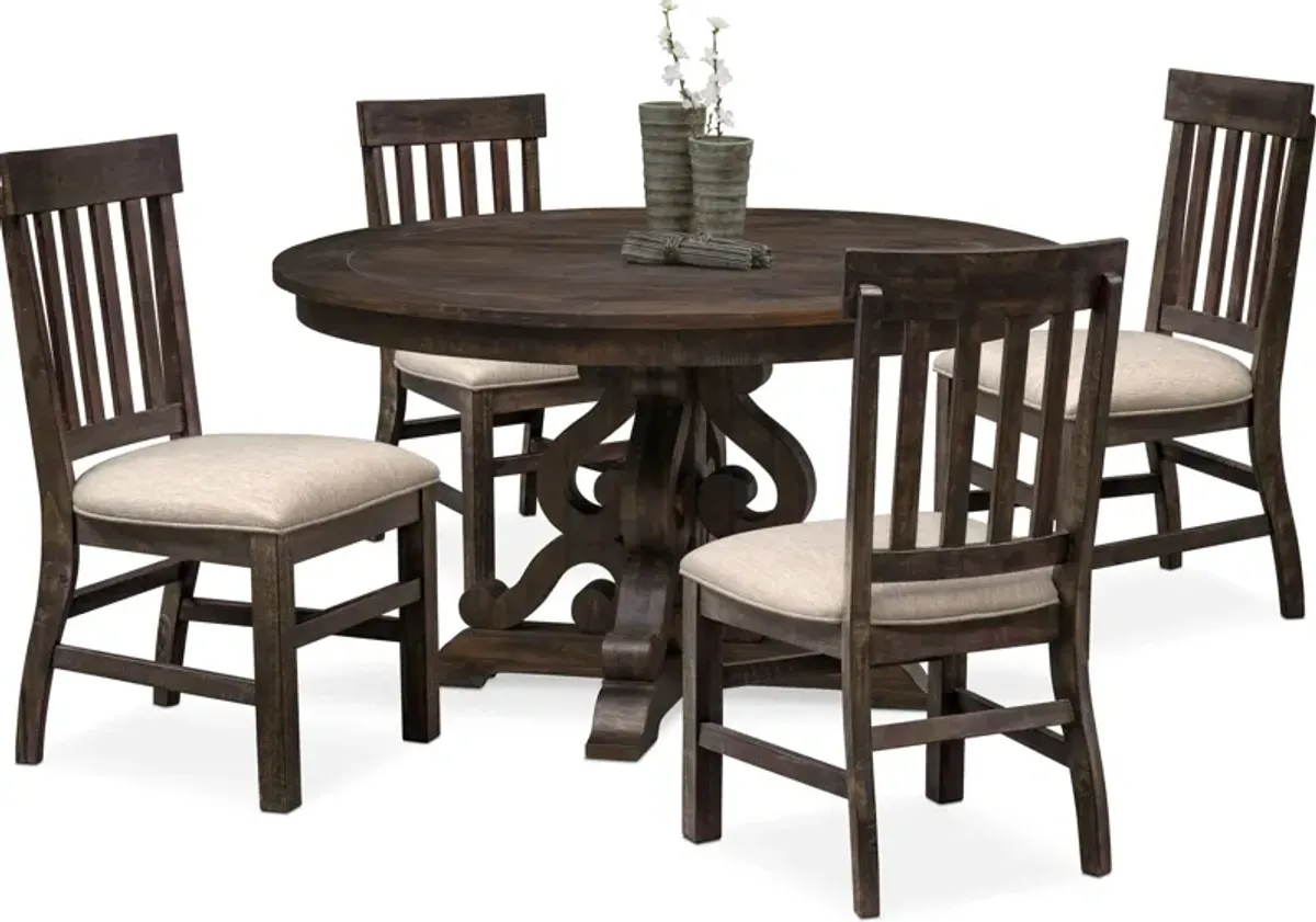 Charthouse Round Dining Table and 4 Dining Chairs - Charcoal