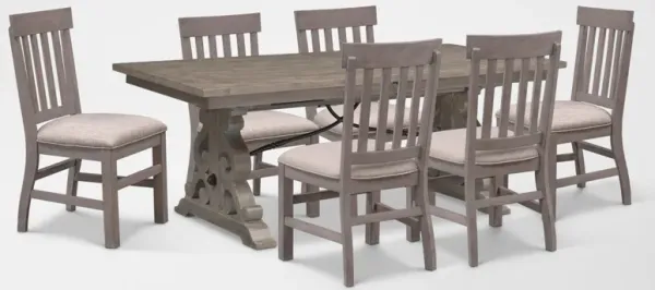 Charthouse Rectangular Extendable Dining Table and 6 Dining Chairs - Gray