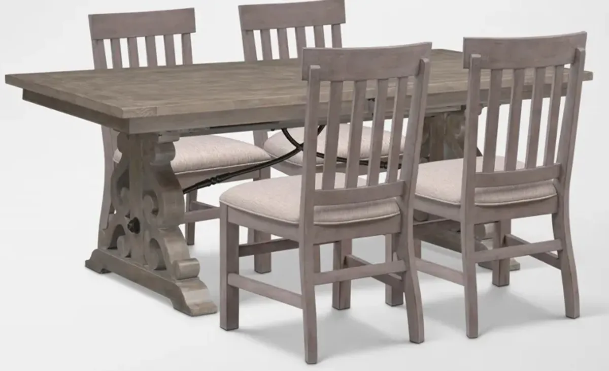 Charthouse Rectangular Extendable Dining Table and 4 Dining Chairs - Gray