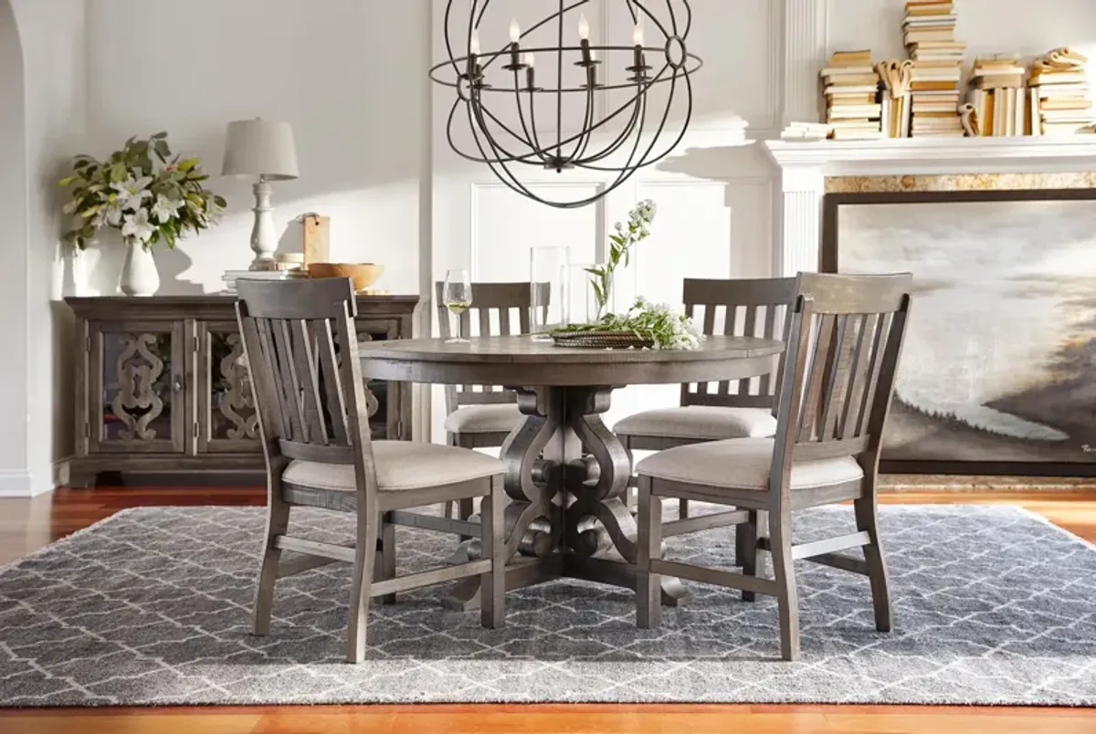 Charthouse Round Dining Table and 4 Dining Chairs - Gray