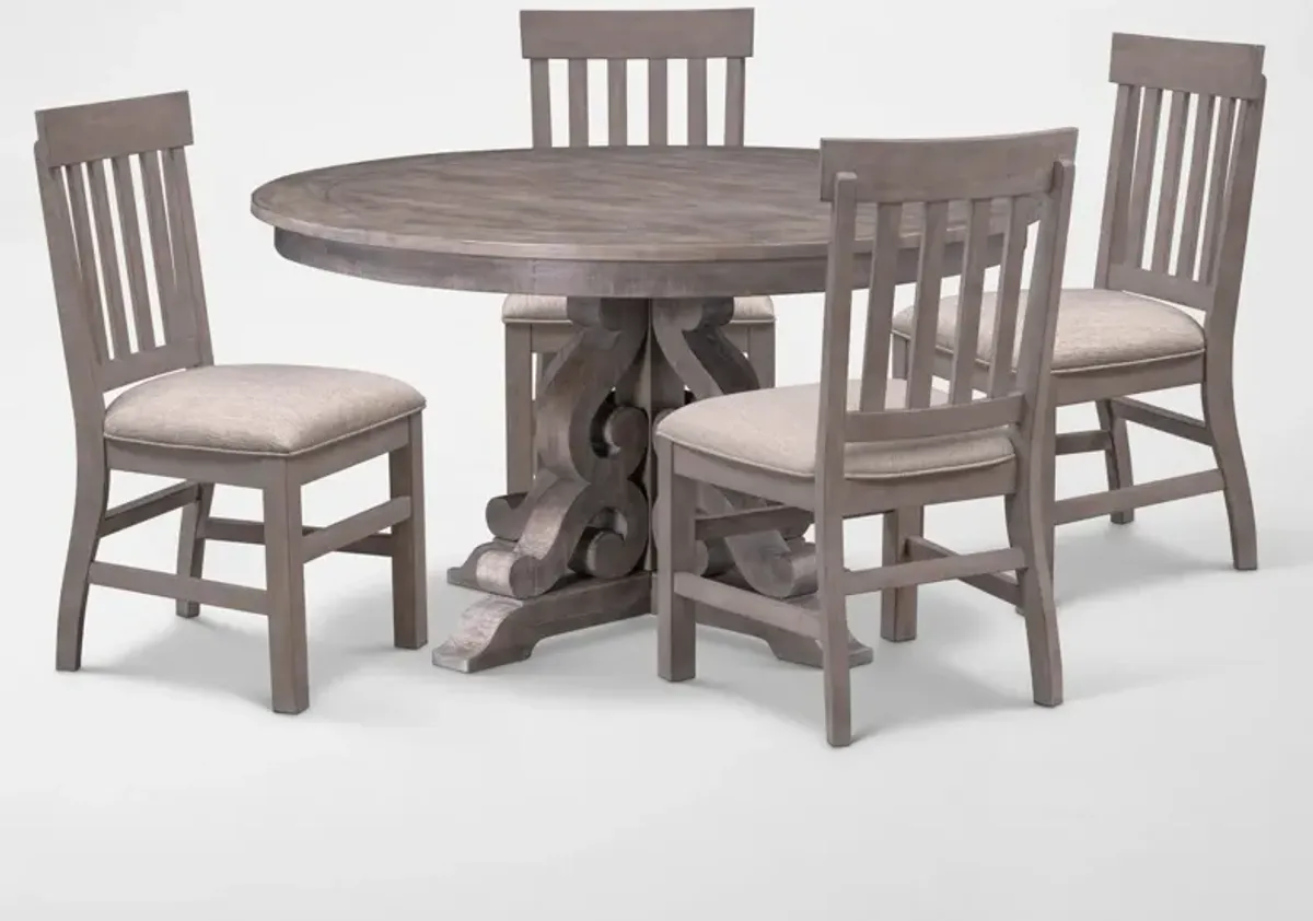 Charthouse Round Dining Table and 4 Dining Chairs - Gray