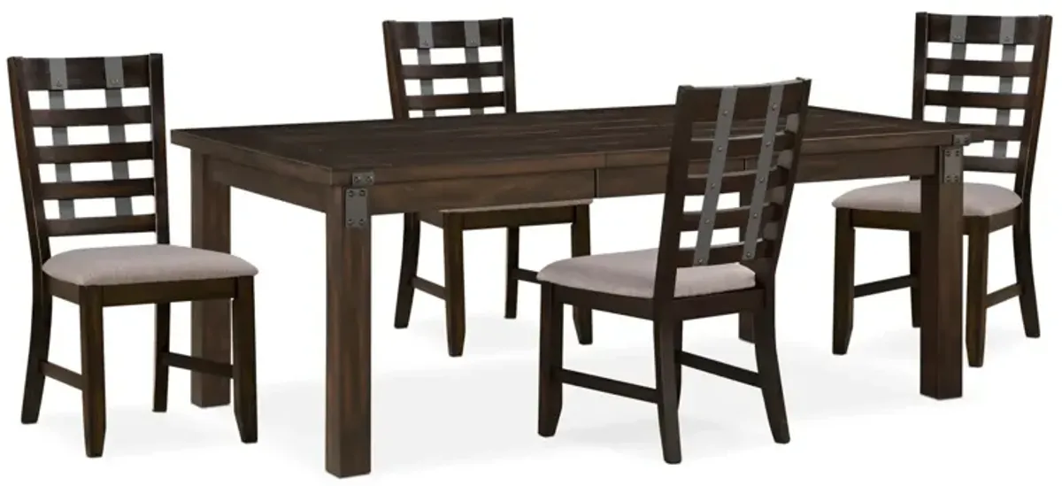 Hampton Extendable Dining Table and 4 Dining Chairs - Cocoa