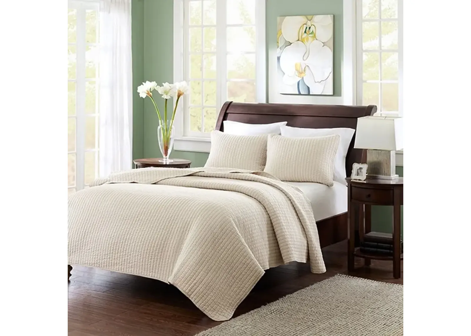 Keaton 3-Piece Full/Queen Coverlet Set - Khaki