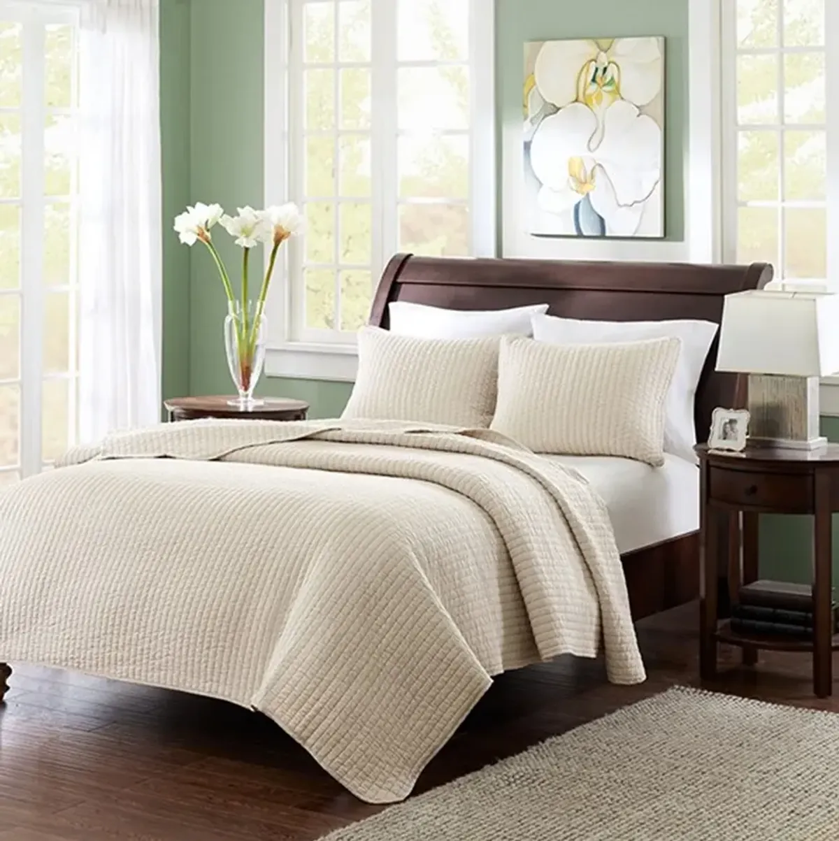 Keaton 3-Piece Full/Queen Coverlet Set - Khaki