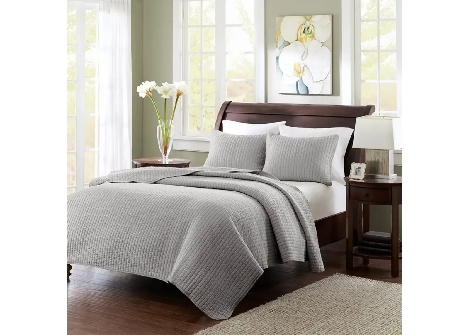 Keaton 3-Piece Full/Queen Coverlet Set - Gray