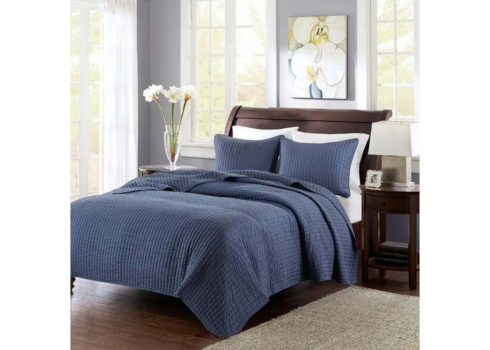 Keaton 2-Piece Twin Coverlet Set - Navy