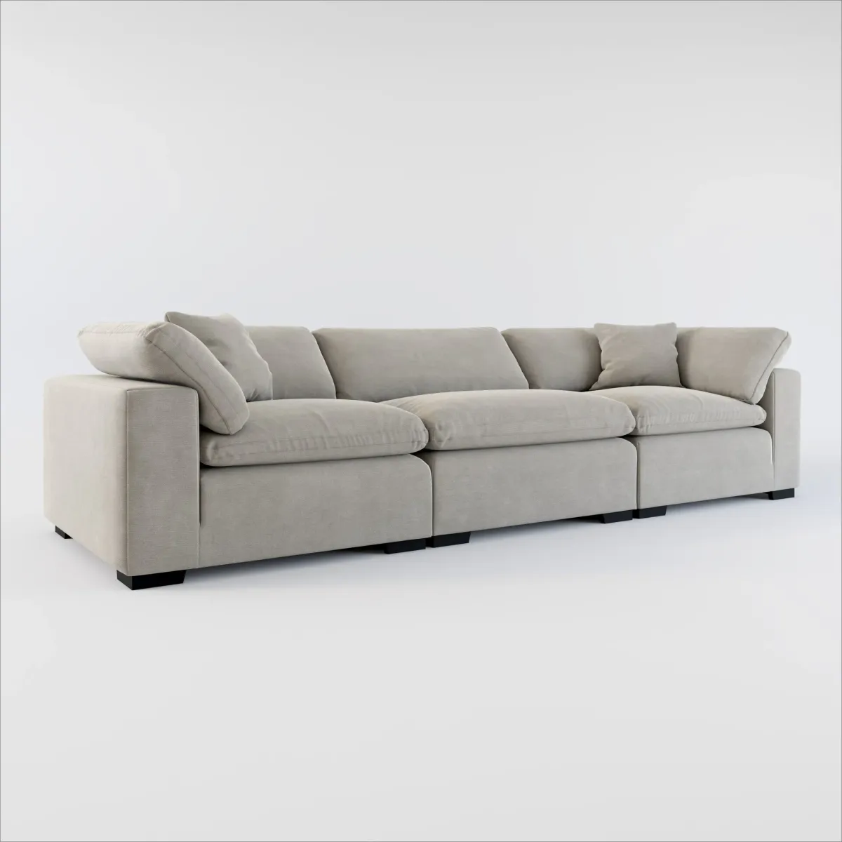 Plush Feathered Comfort 3-Piece Sofa - Abington Fog