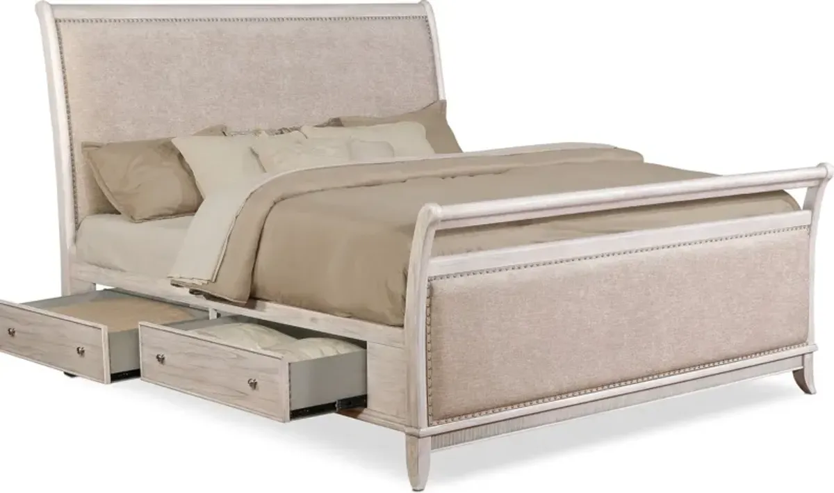 Hazel Queen Upholstered Storage Bed - Water White