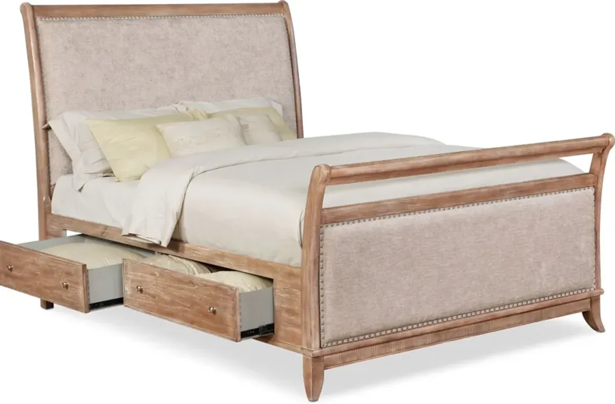 Hazel Queen Upholstered Storage Bed - Latte