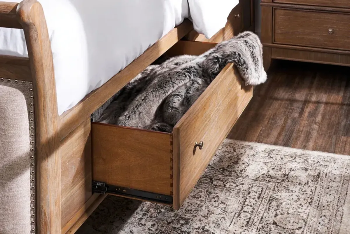 Hazel Queen Upholstered Storage Bed - Latte