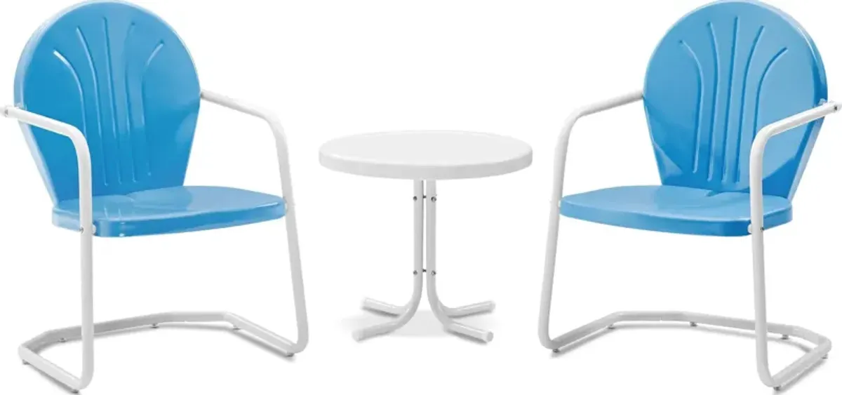 Kona Set of 2 Outdoor Chairs and Side Table - Blue